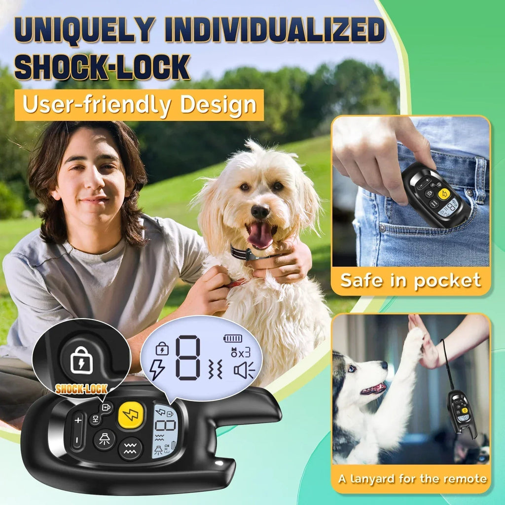 Mosrugs | Dog Training Collar with Remote – Shock Lock, Sound & Vibration Modes, Waterproof, 1600ft Range