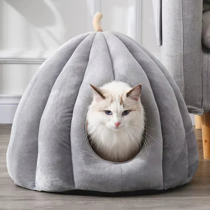 Mosrugs | CozyNest Pumpkin Cat Bed – Warm, Washable & Comfortable Cat Hideaway