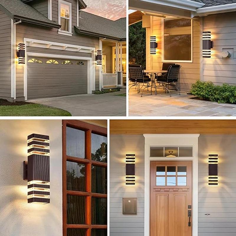 Mosrugs | LumiBloc LED Outdoor Wall Light – Modern IP65 Up & Down Design with E27 Socket