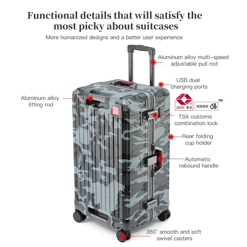Mosrugs | Zagreb – Wide Handle Hardshell Suitcase with Aluminium Frame & 360° Spinner Wheels
