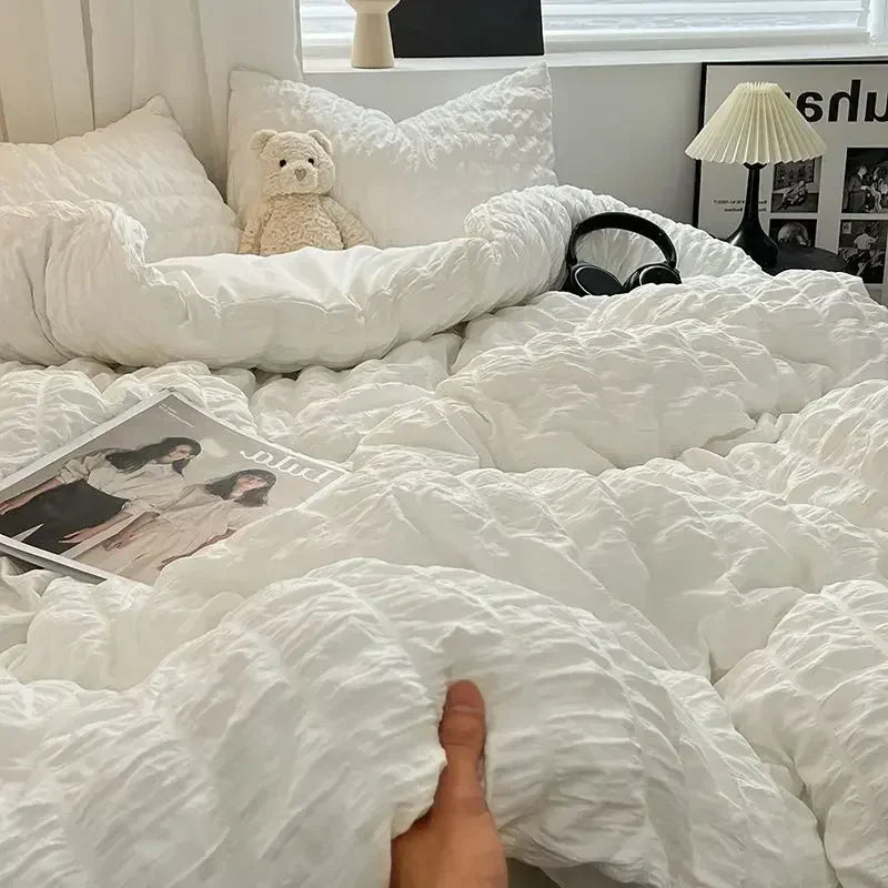 Mosrugs | ChicParis | Seersucker Bedding Set – Lightweight, Soft & Elegant French-Style Duvet Cover Set