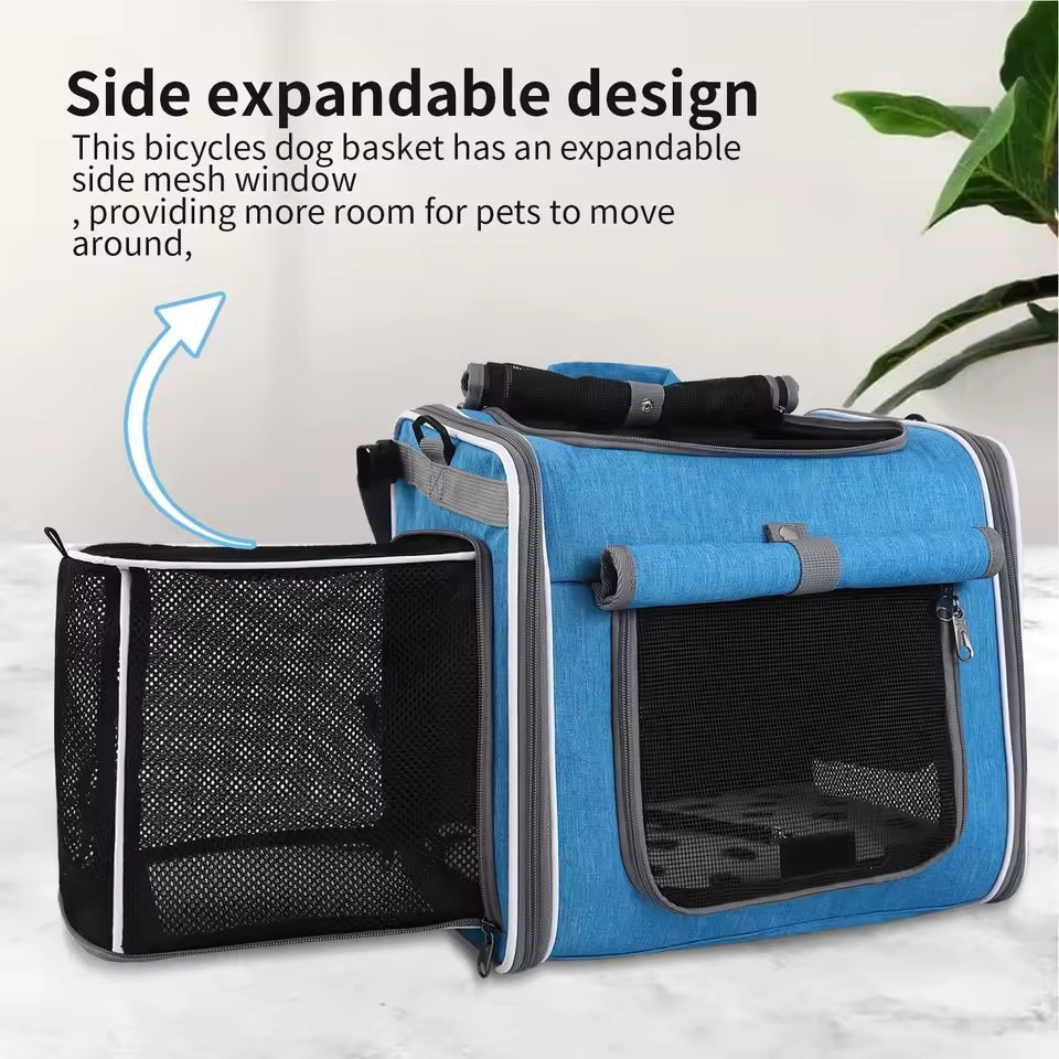 Mosrugs | Expandable Pet Bike Basket – Comfortable & Safe Bicycle Carrier for Small Dogs and Cats