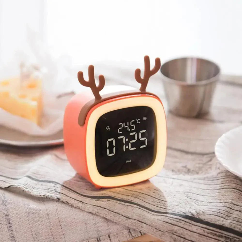Mosrugs | Cartoon Bunny LED Alarm Clock with Night Light – Rechargeable, Cute Digital Display for Kids & Bedrooms