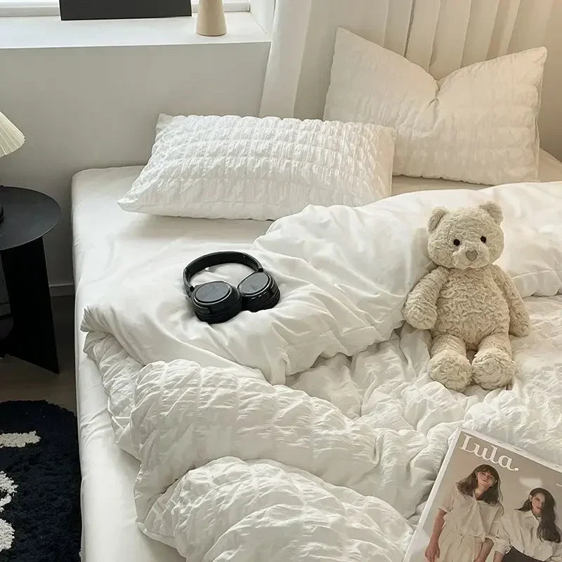 Mosrugs | ChicParis | Seersucker Bedding Set – Lightweight, Soft & Elegant French-Style Duvet Cover Set