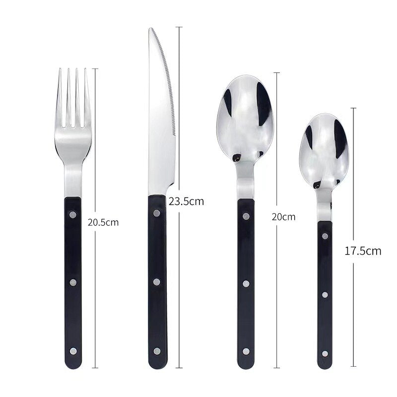 Mosrugs | 24-Piece Cutlery Set – Engraved Stainless Steel Flatware for 6 People
