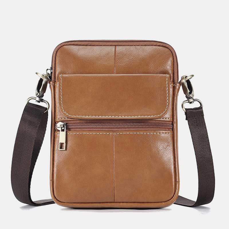 Mosrugs | Men’s Small Genuine Leather Shoulder Bag – Compact Crossbody with Adjustable Strap