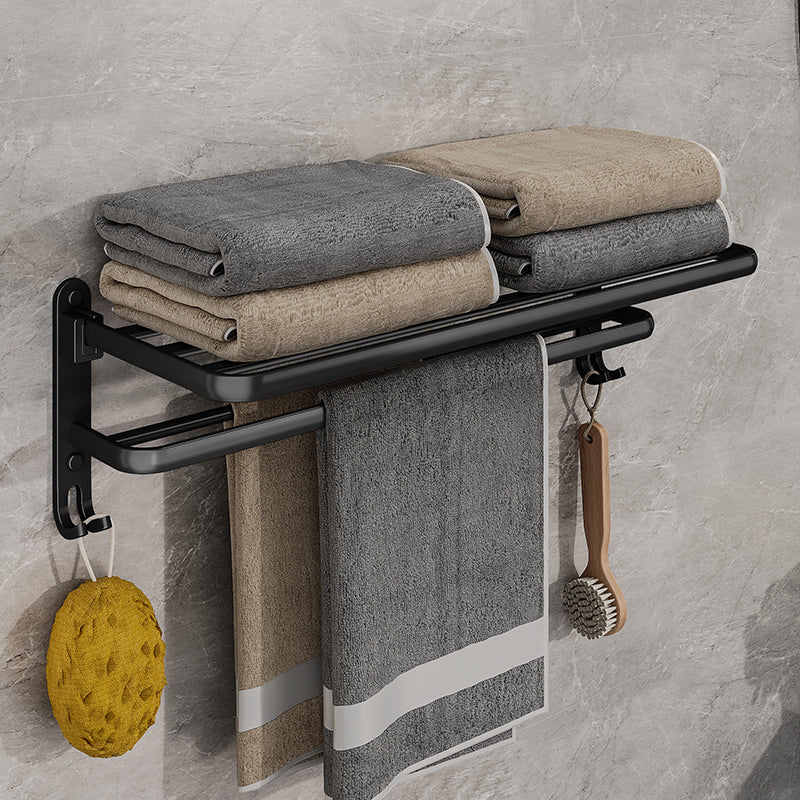 Mosrugs | EasyFold Black Wall-Mounted Folding Towel Rack – Space-Saving & Stylish Bathroom Storage