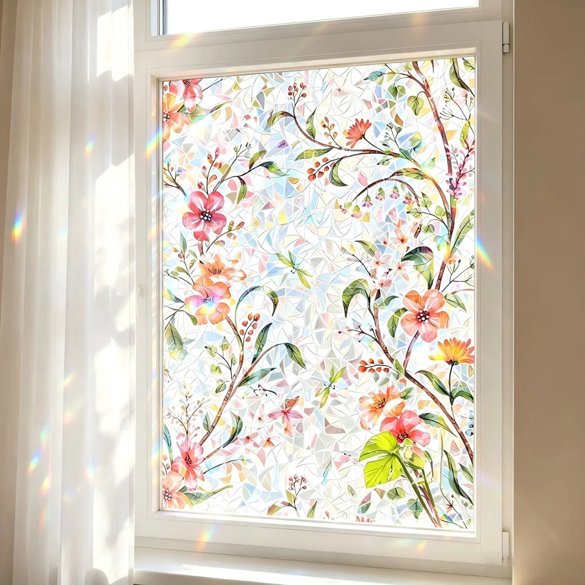 Sunlit Garden Floral Privacy Window Film