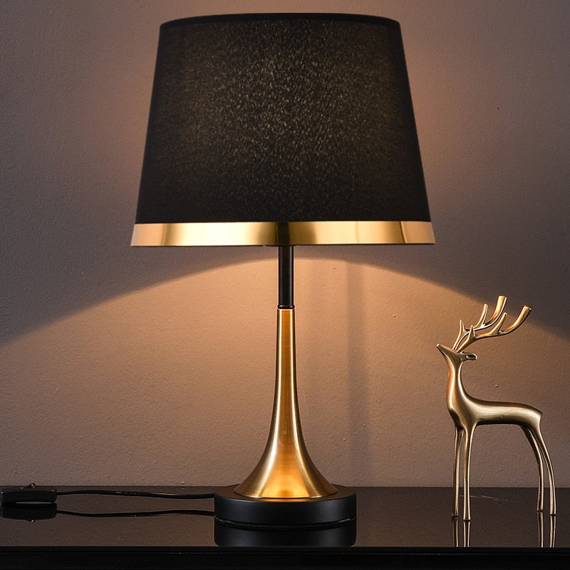 Mosrugs | GiltGlow – Elegant Gold and Black Retro Table Lamp