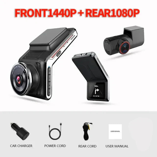 4K Dual Dash Cam with F1.8 Lens, Night Vision and 24-Hour Parking Mode