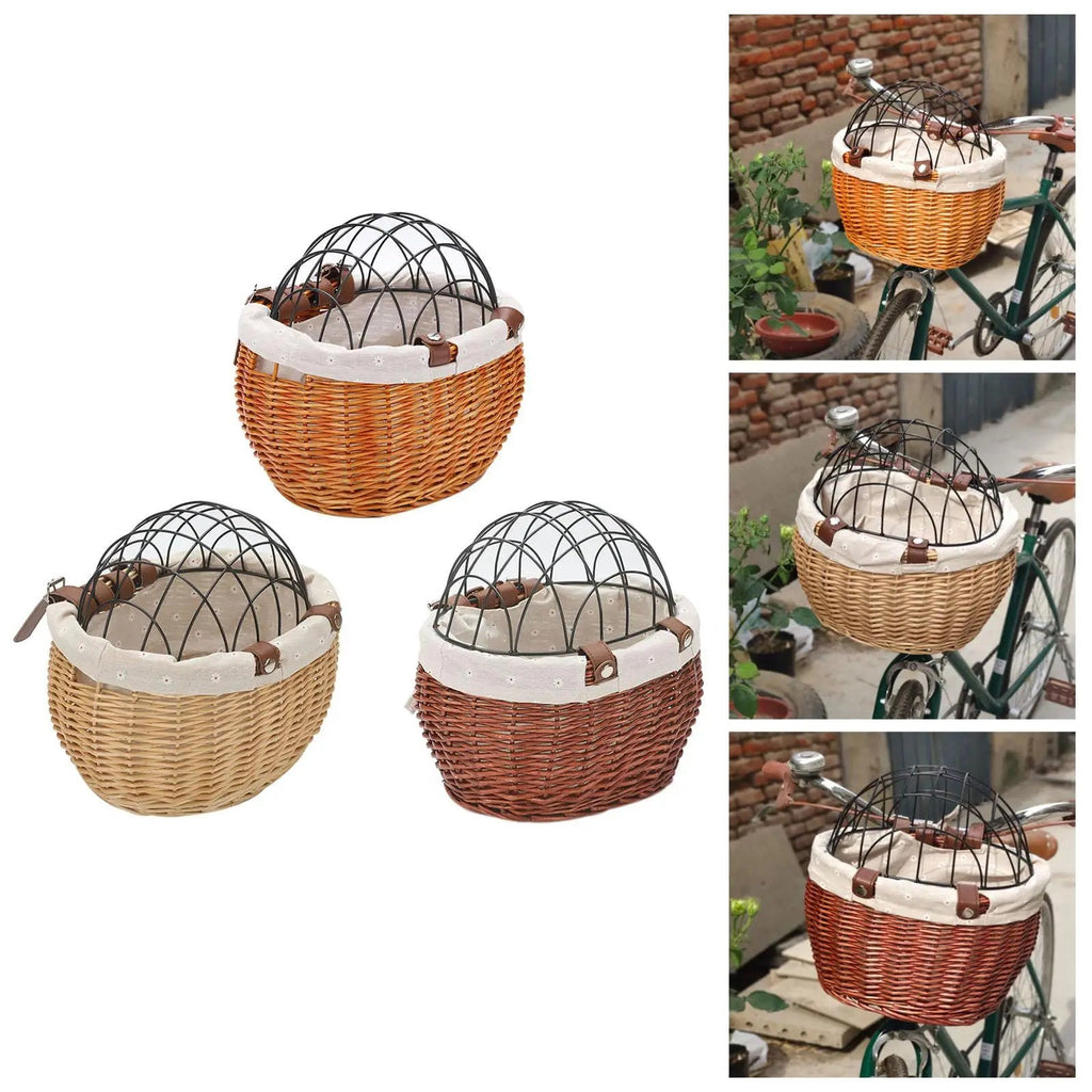 Mosrugs | PawRide | Front-Mounted Wicker Dog Bike Basket – Safe, Stylish & Weatherproof