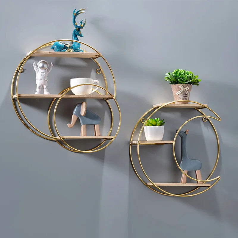 Mosrugs | NordicWave Double Circle Wall Shelf – Scandinavian Floating Shelf for Home Décor & Storage