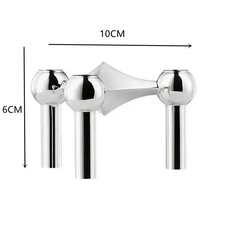 Mosrugs | Modern Molecular Metal Candle Holder – Nordic-Style Silver Candle Stand for Elegant Home Decor