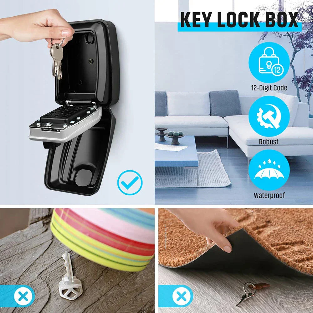 Mosrugs | Waterproof Wall-Mounted Key Safe Box – Outdoor Lockable Key Storage with Combination Code