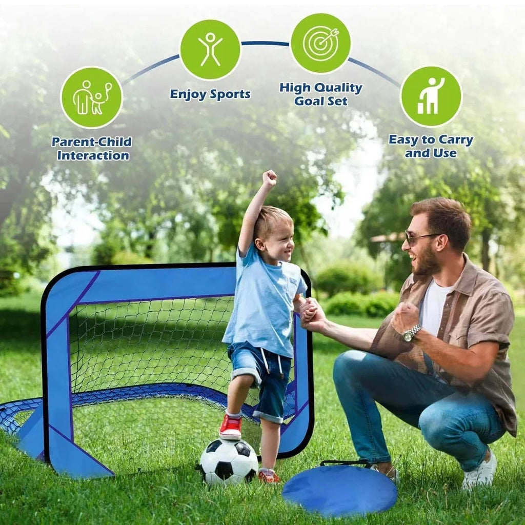 Mosrugs | PlayMax Foldable Football Goal – Kids 4-in-1 Portable Soccer Net for Training & Outdoor Play
