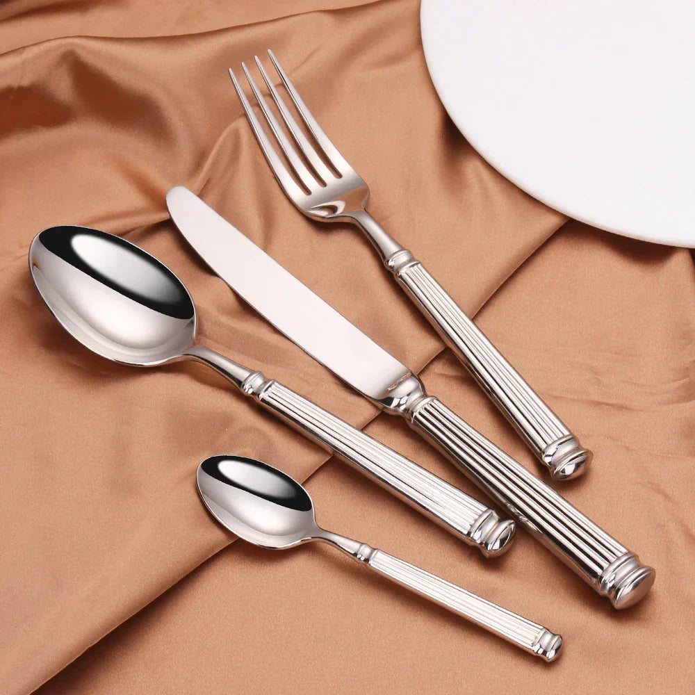 Mosrugs | Premium Stainless Steel Cutlery Set – 304 Mirror Finish Silverware for Everyday & Formal Dining