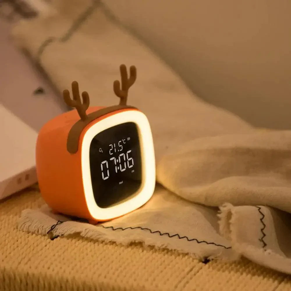 Mosrugs | Cartoon Bunny LED Alarm Clock with Night Light – Rechargeable, Cute Digital Display for Kids & Bedrooms