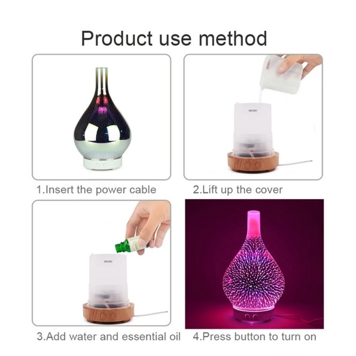 Mosrugs | AromaBurst 3D Glass Essential Oil Diffuser with LED Lights