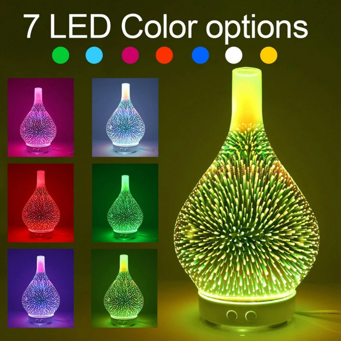 Mosrugs | AromaBurst 3D Glass Essential Oil Diffuser with LED Lights