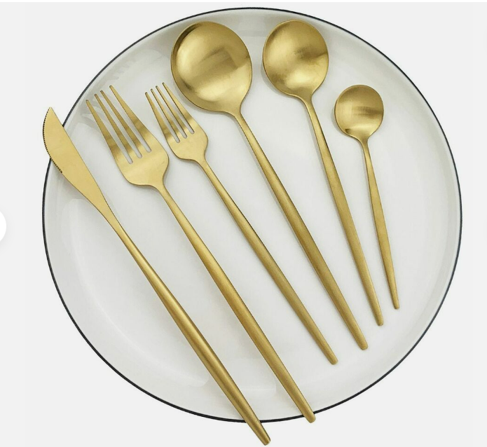 Mosrugs | Minimalist Flatware Set – 20-Piece Titanium-Coated Stainless Steel Cutlery | Modern Matte Finish for Elegant Dining