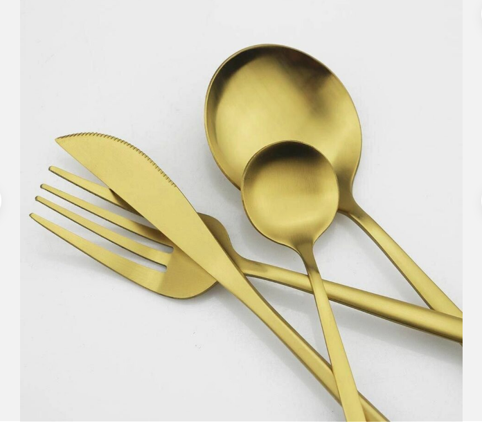 Mosrugs | Minimalist Flatware Set – 20-Piece Titanium-Coated Stainless Steel Cutlery | Modern Matte Finish for Elegant Dining