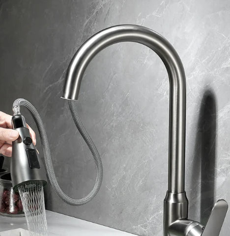 Mosrugs | Velvra Matte Black Pull-Out Kitchen Tap with Dual Spray & Single Lever Control