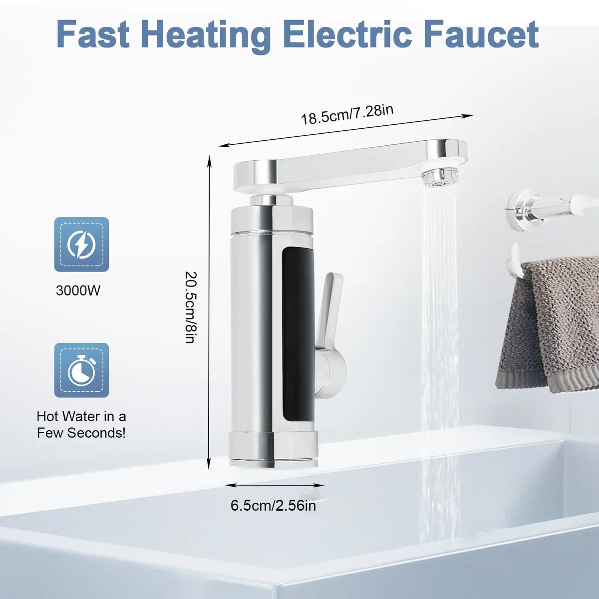 Mosrugs | ThermoFlow 3000W Instant Heating Kitchen Tap with 360° Rotating Spout – Stainless Steel & Energy Efficient