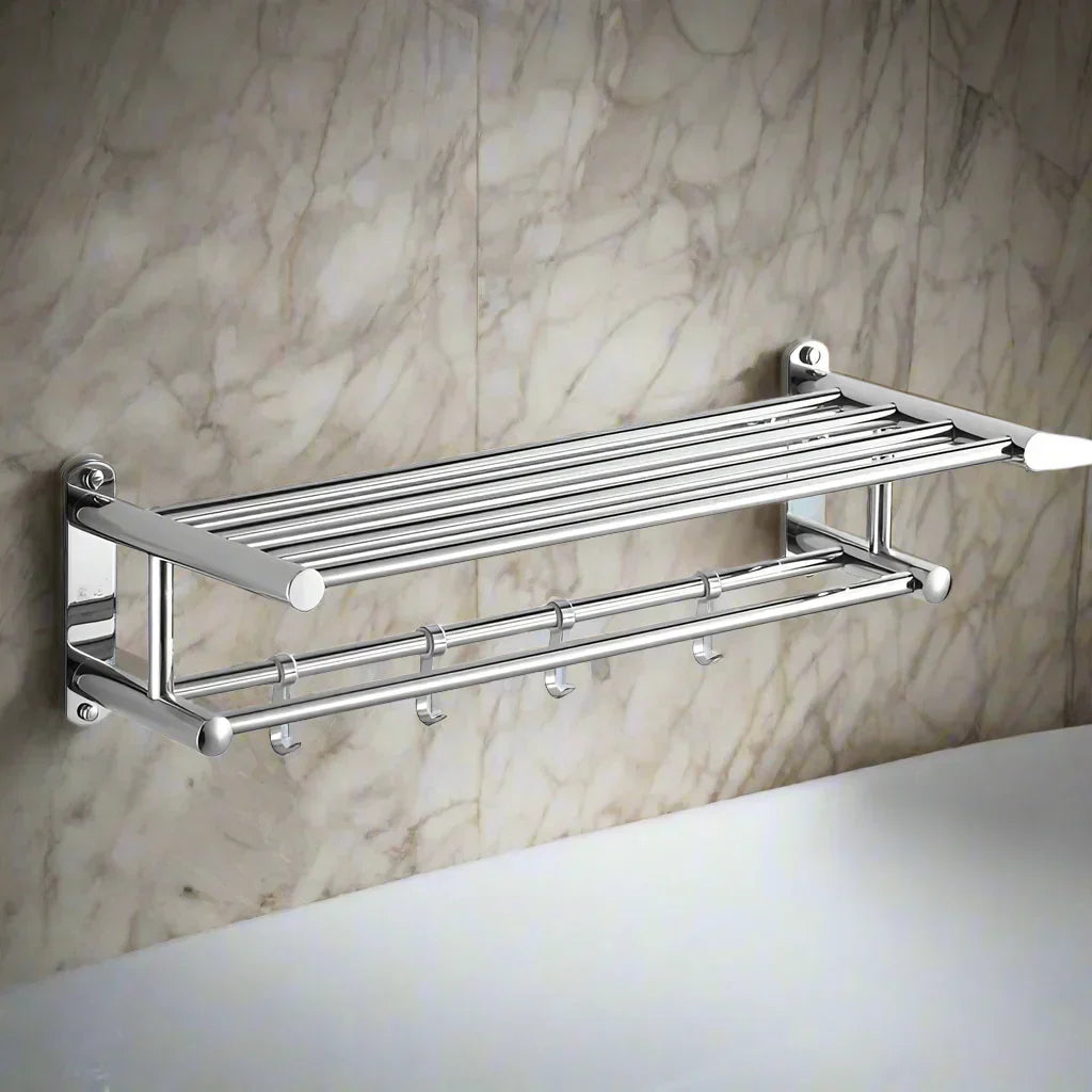 Mosrugs | SteelRack Wall-Mounted Stainless Steel Towel Holder – Minimalist Space-Saving Rack for Bathroom & Kitchen