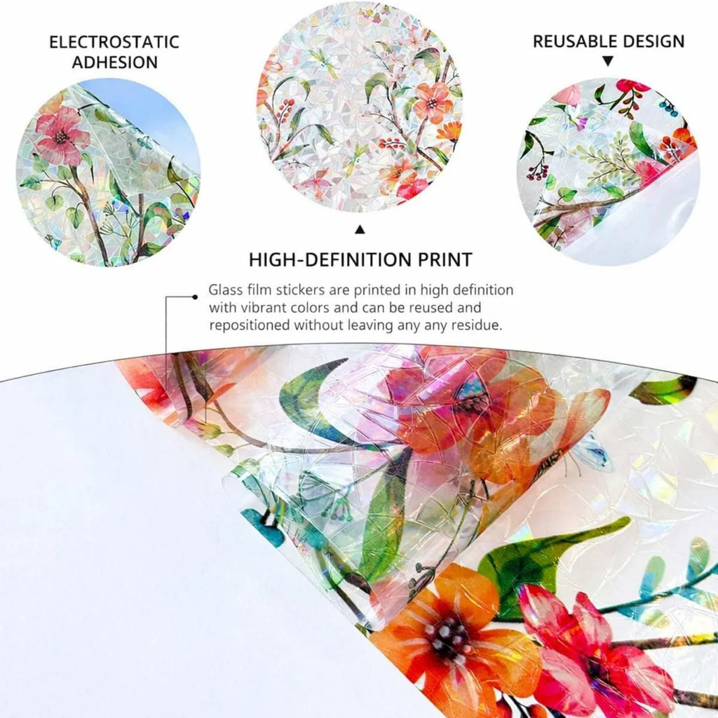 Sunlit Garden Floral Privacy Window Film