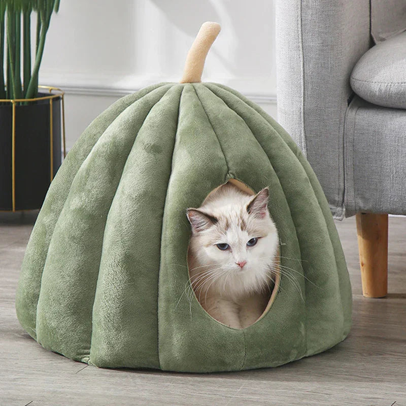 Mosrugs | CozyNest Pumpkin Cat Bed – Warm, Washable & Comfortable Cat Hideaway