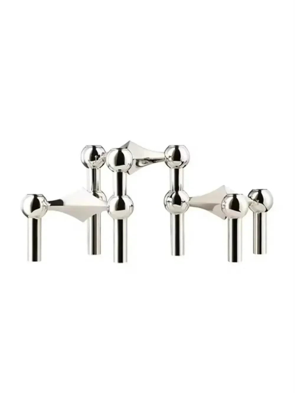 Mosrugs | Modern Molecular Metal Candle Holder – Nordic-Style Silver Candle Stand for Elegant Home Decor