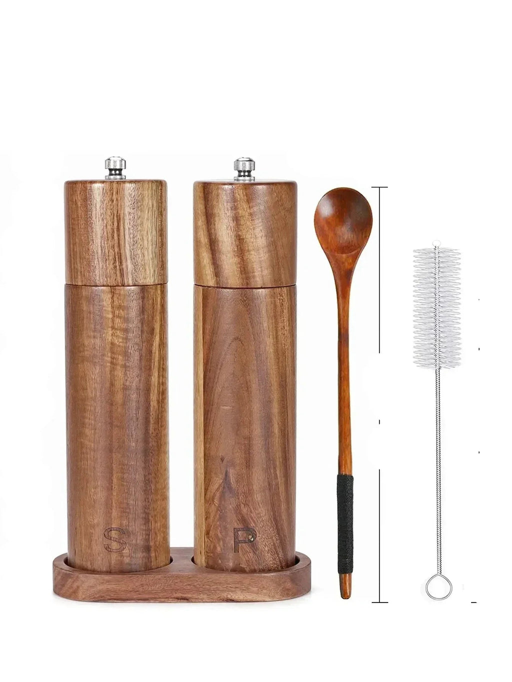 Mosrugs | WoodSpice – Luxury Wooden Pepper & Salt Mill Set with Tray