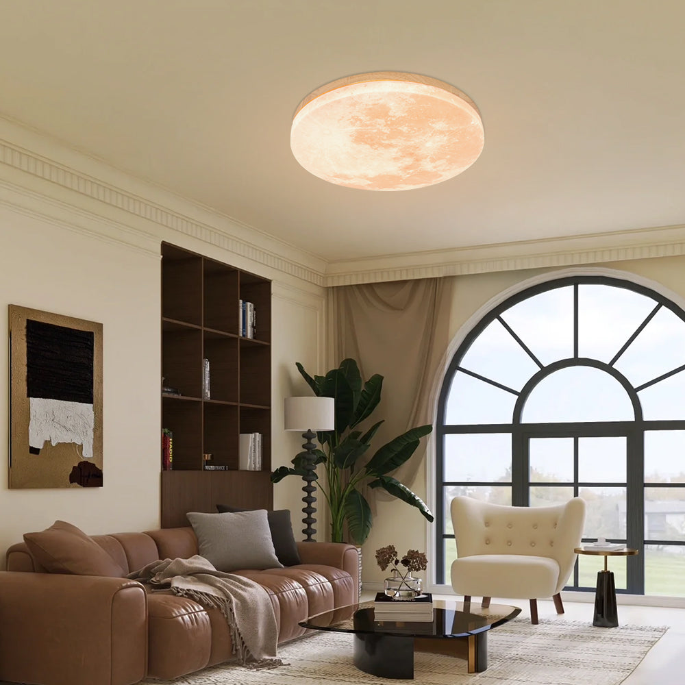 Mosrugs | Modern Moon-Inspired LED Ceiling Light – Soft Ambient Flush Mount