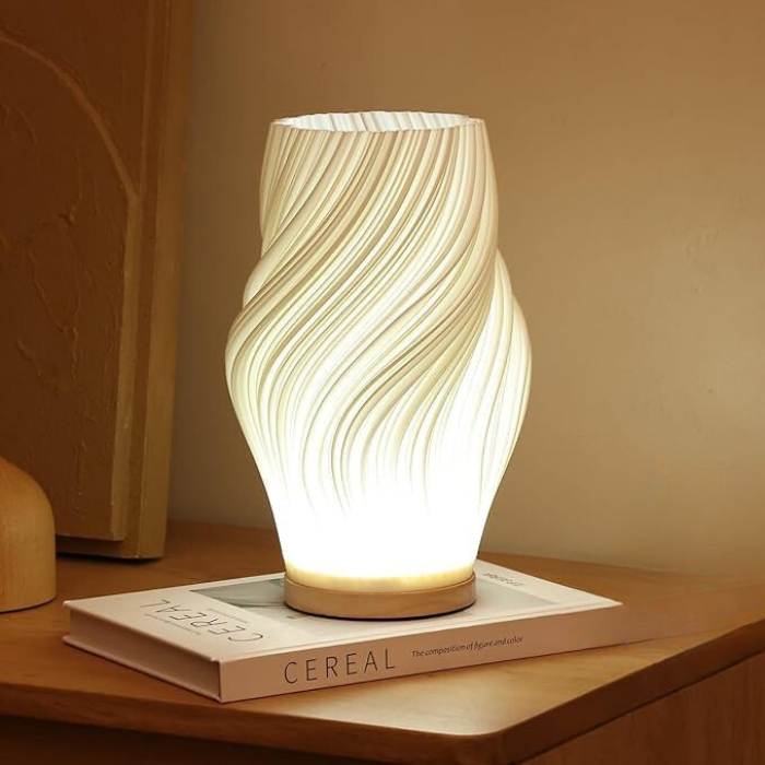 Mosrugs | LunaSwirl | Luxury Modern Swirl LED Table Lamp – Elegant Ambient Lighting