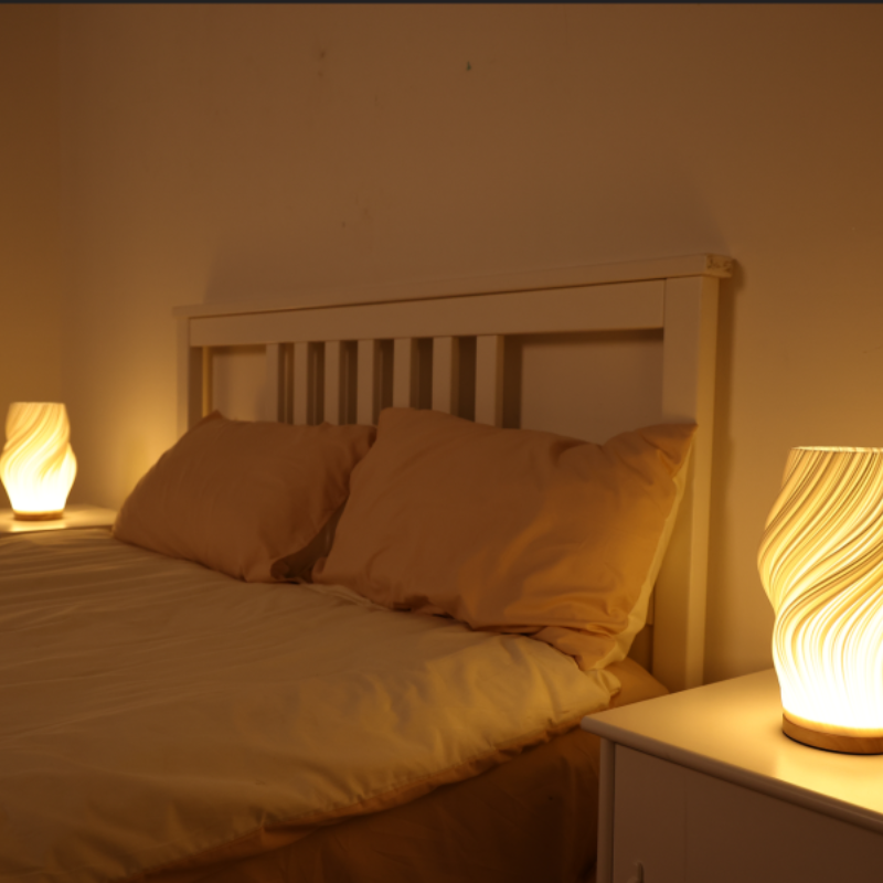 Mosrugs | LunaSwirl | Luxury Modern Swirl LED Table Lamp – Elegant Ambient Lighting