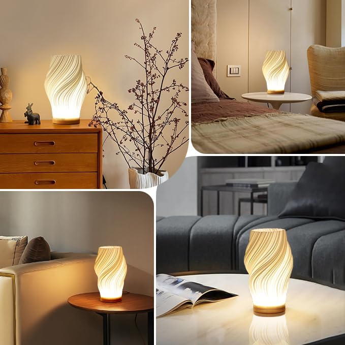 Mosrugs | LunaSwirl | Luxury Modern Swirl LED Table Lamp – Elegant Ambient Lighting