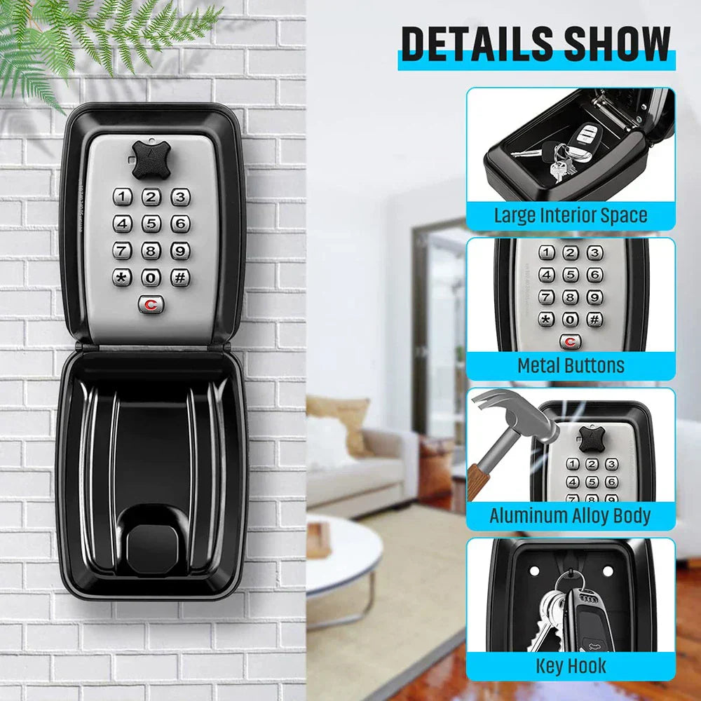 Mosrugs | Waterproof Wall-Mounted Key Safe Box – Outdoor Lockable Key Storage with Combination Code