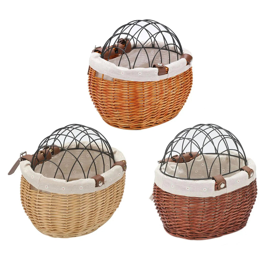 Mosrugs | PawRide | Front-Mounted Wicker Dog Bike Basket – Safe, Stylish & Weatherproof