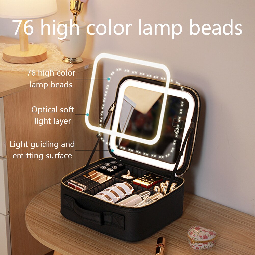 Mosrugs | Portable Travel Makeup Case with LED Mirror & Adjustable Light