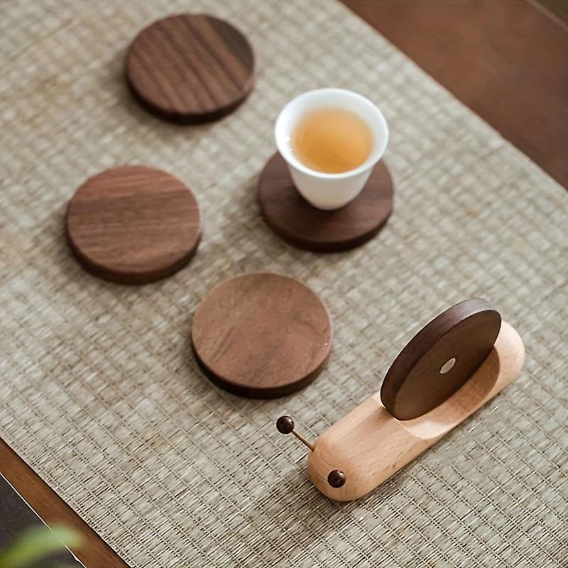 Mosrugs | Elegant Scandinavian Walnut Coasters – Stylish & Durable Table Protection
