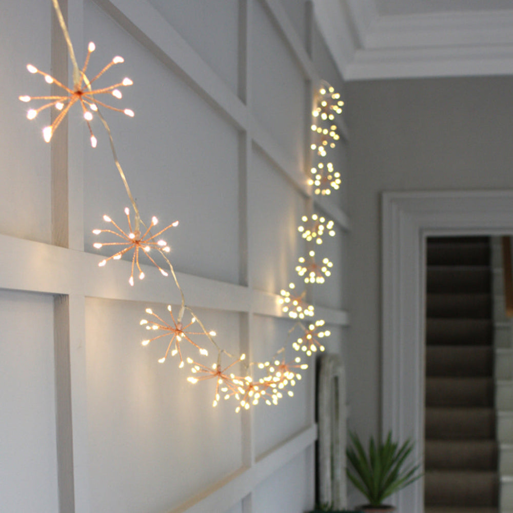 Mosrugs | Starburra – Copper Starburst String Lights with Warm White LEDs for Indoor & Outdoor Decoration