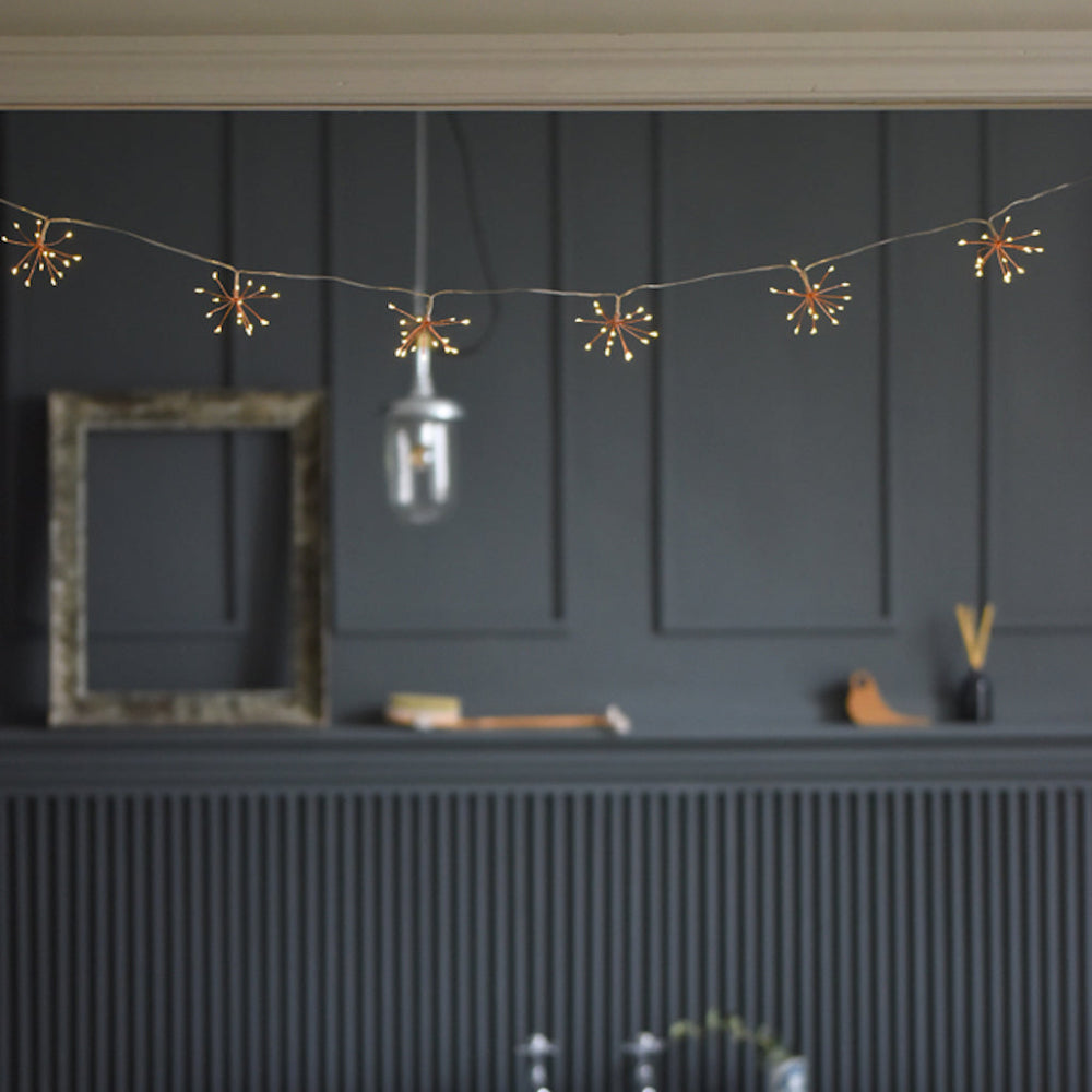 Mosrugs | Starburra – Copper Starburst String Lights with Warm White LEDs for Indoor & Outdoor Decoration