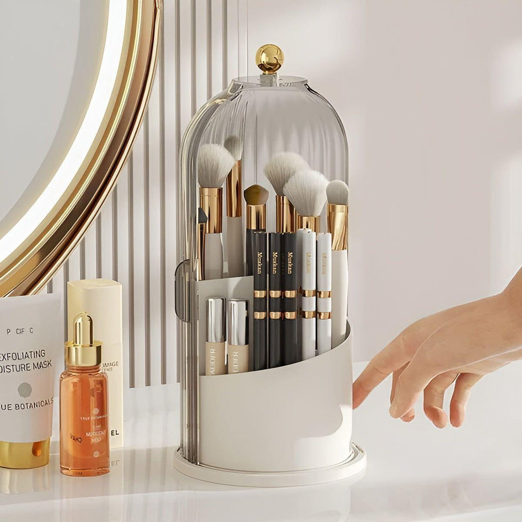 Mosrugs | Beauty SpinMate – 360° Rotating Makeup Brush Holder & Cosmetic Organiser with Dustproof Lid