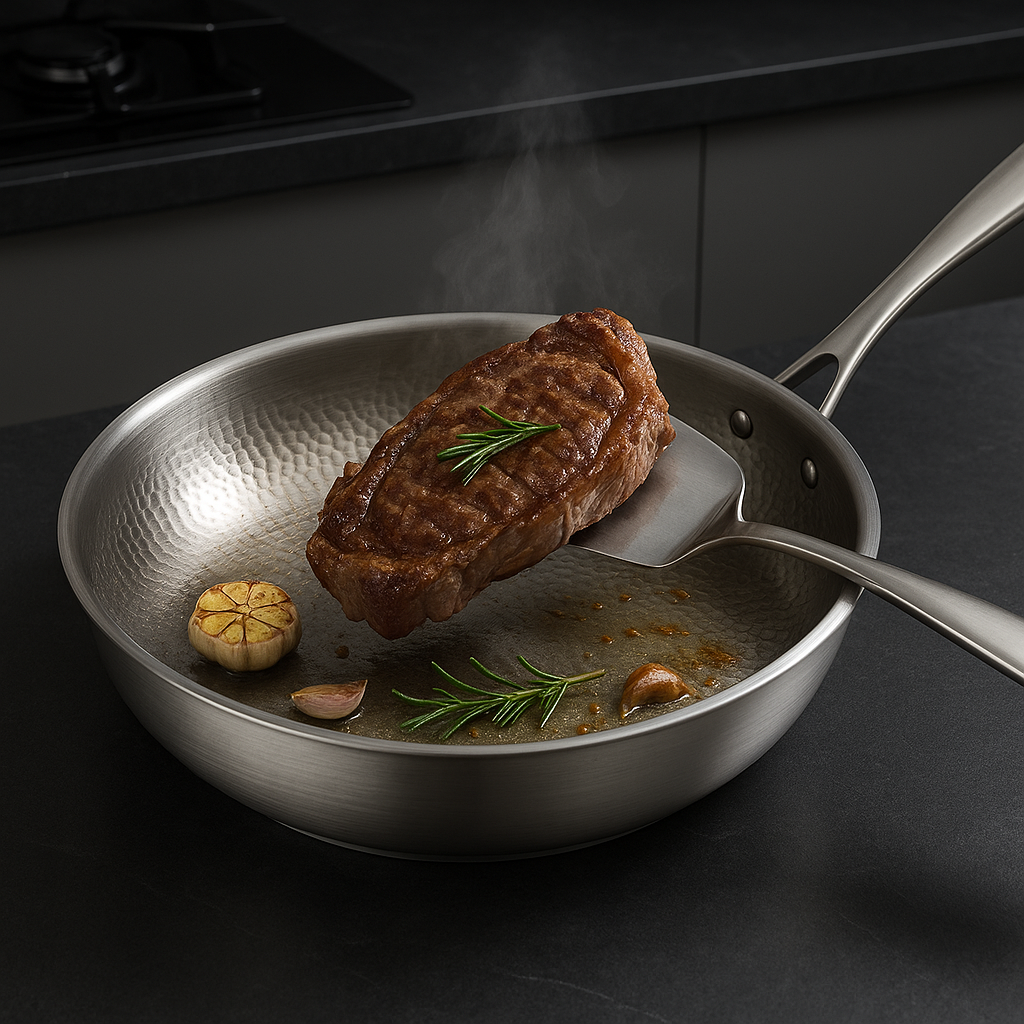 Mosrugs | Titan Premium Frying Pan – Non-Coated Hammered Titanium Pan for All Hobs Including Induction