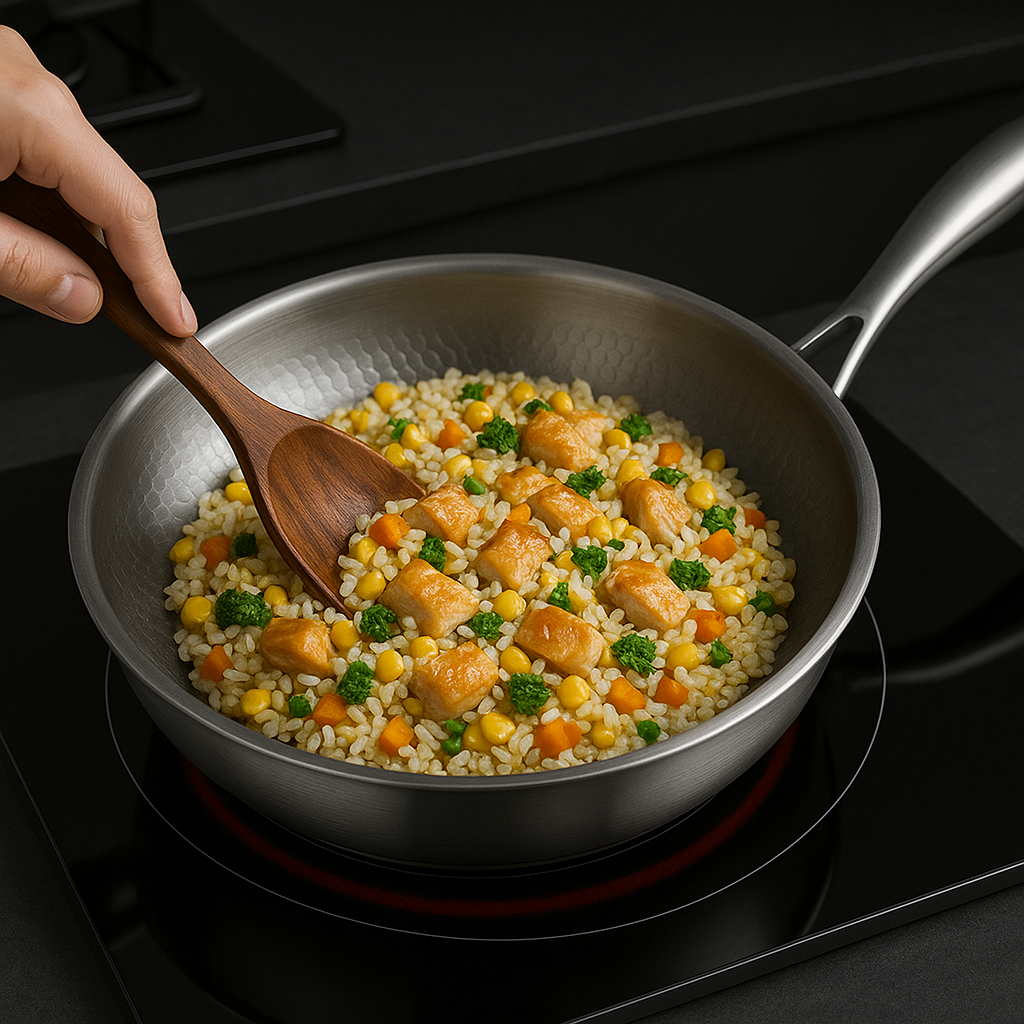 Mosrugs | Titan Premium Frying Pan – Non-Coated Hammered Titanium Pan for All Hobs Including Induction