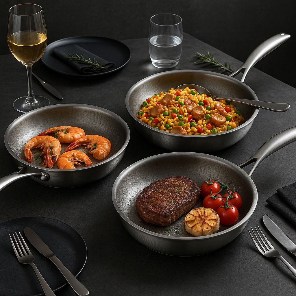 Mosrugs | Titan Premium Frying Pan – Non-Coated Hammered Titanium Pan for All Hobs Including Induction