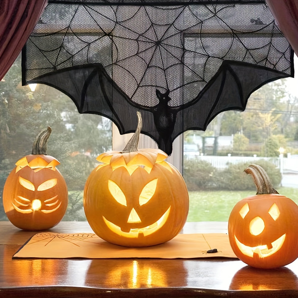 Mosrugs | Black Lace Table Runner – Halloween Decoration for Spooky Tables