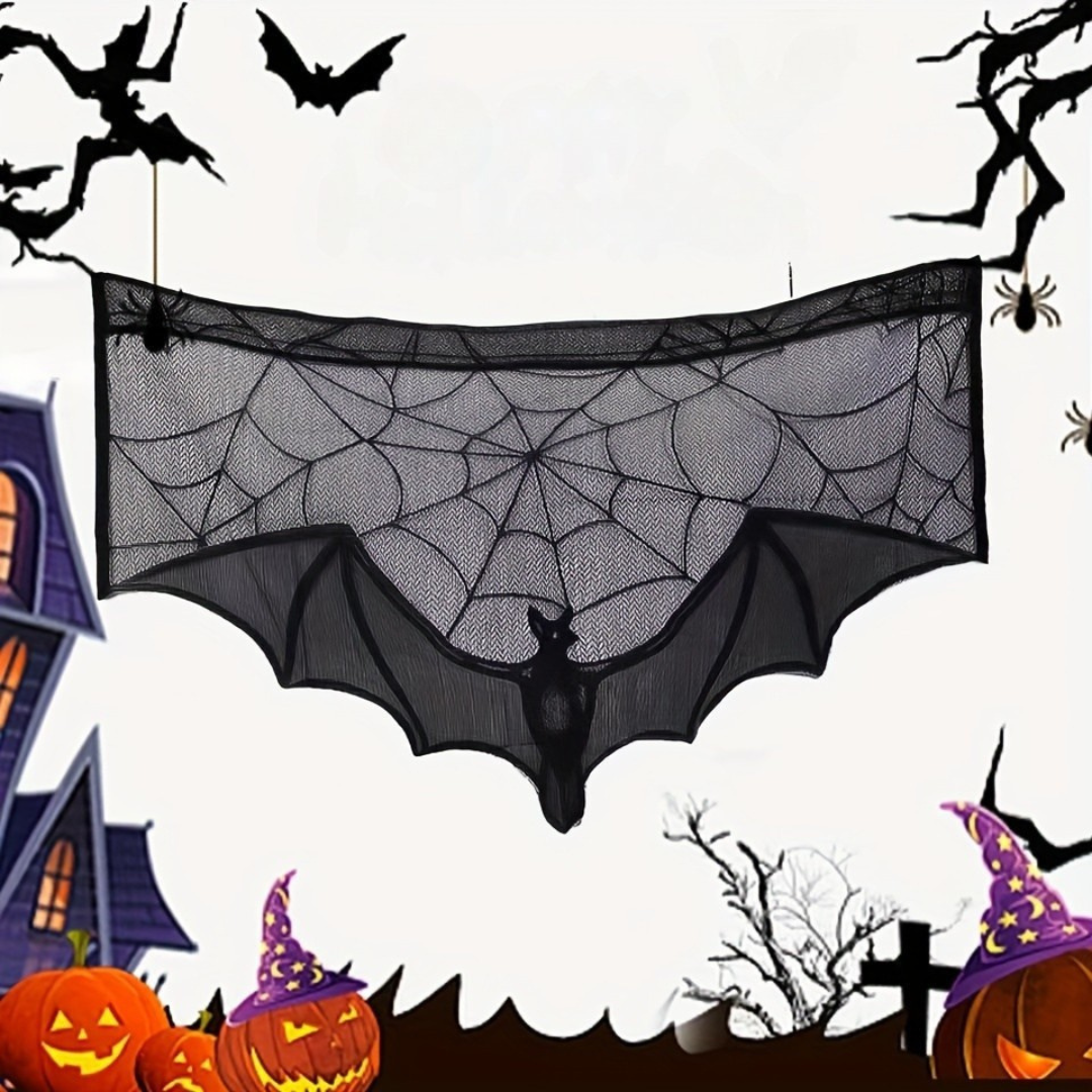 Mosrugs | Black Lace Table Runner – Halloween Decoration for Spooky Tables