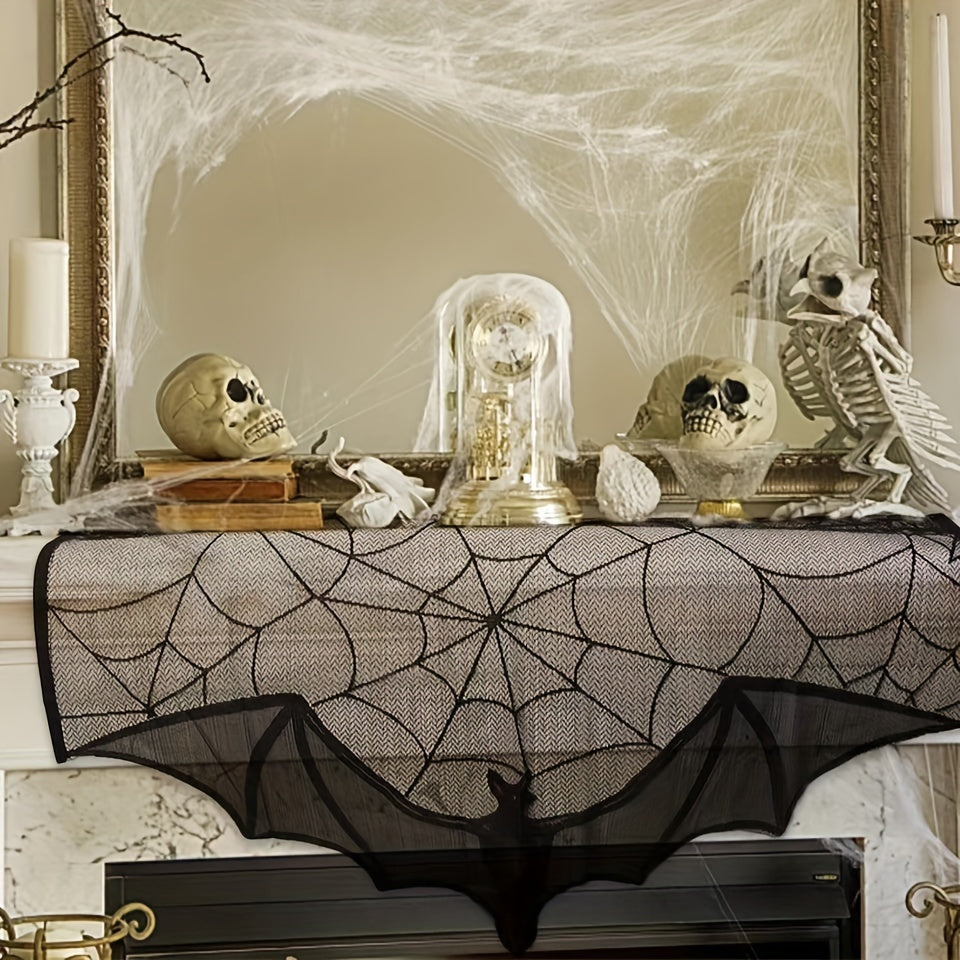 Mosrugs | Black Lace Table Runner – Halloween Decoration for Spooky Tables