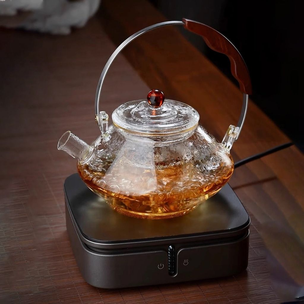Mosrugs | Thesora – Premium Glass Brew Teapot with Removable Infuser & Wooden Handle (750ml)